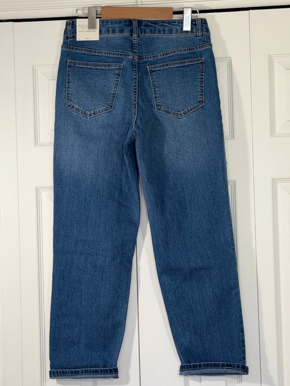 NWT Rachel Zoe Dark Blue Straight-Leg Jeans with Floral Embroidery - Picture 2 of 10